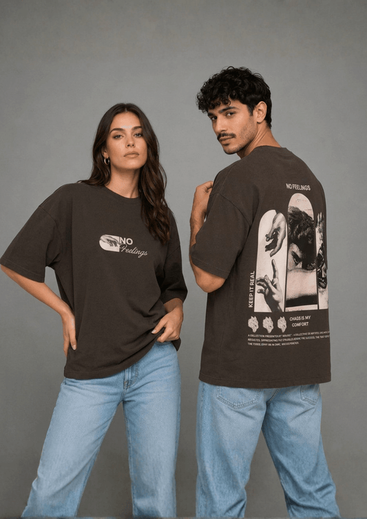 Unisex Oversized Graphic T-Shirt – No Feelings Edition