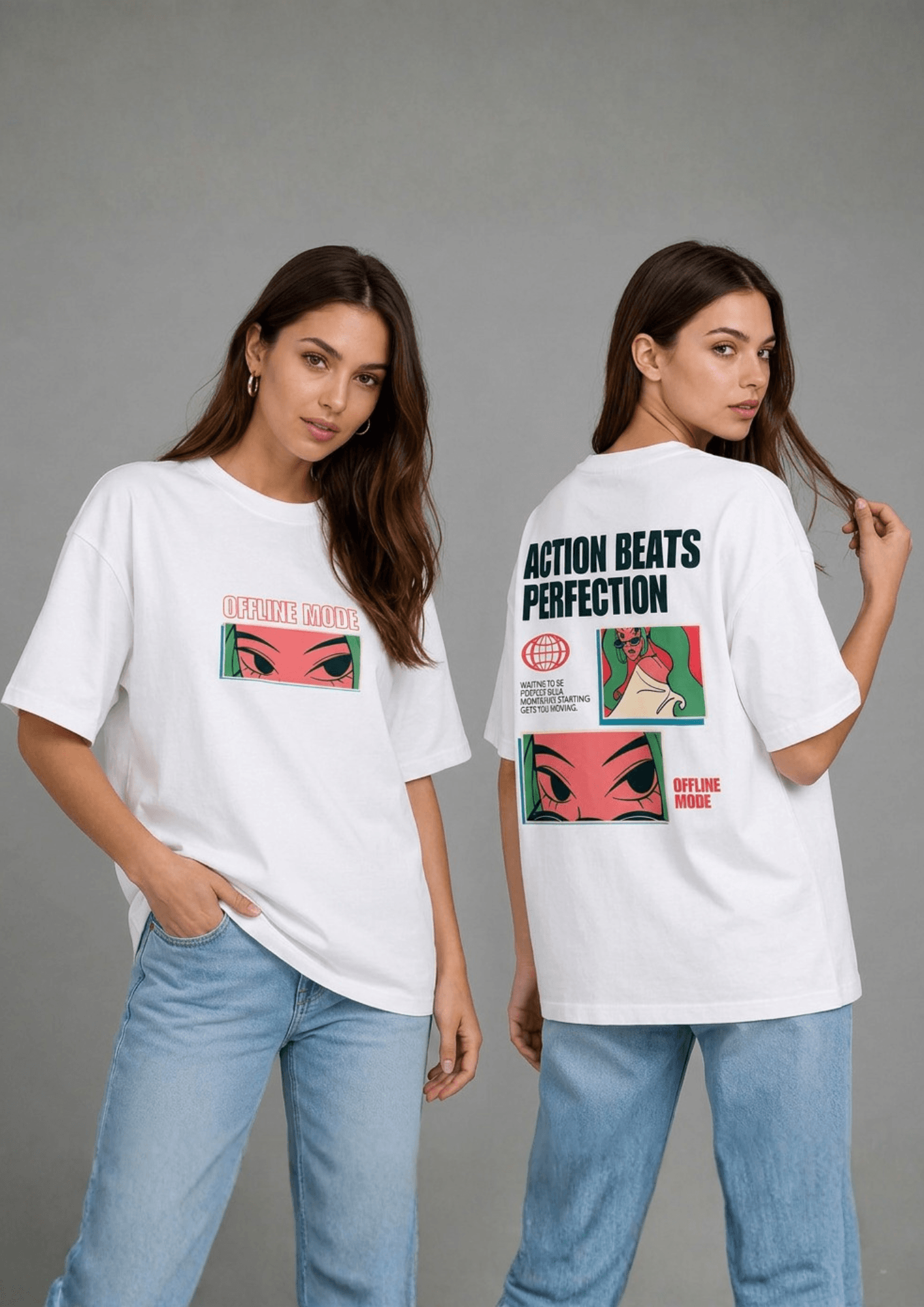 Women’s Oversized Graphic T-Shirt – Offline Mode
