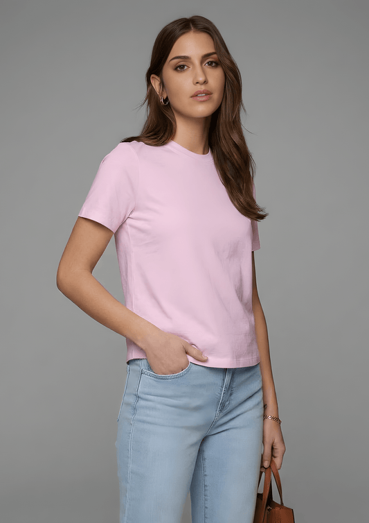 Women’s Essential Cotton Regural Fit T-Shirt – Soft Pink