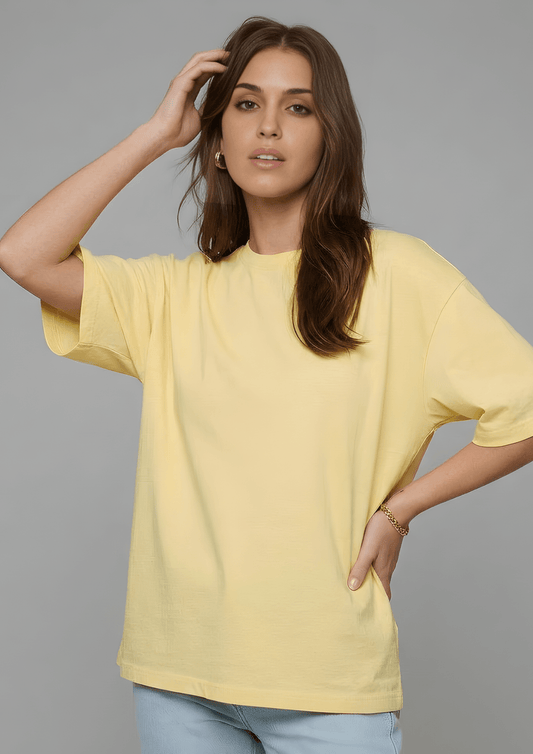 Women’s Oversized Cotton Essential T-Shirt – Soft Yellow