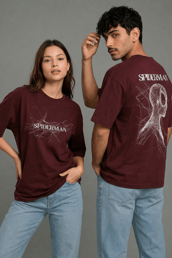 Unisex Oversized Graphic T-Shirt – Spiderman Sketch Edition