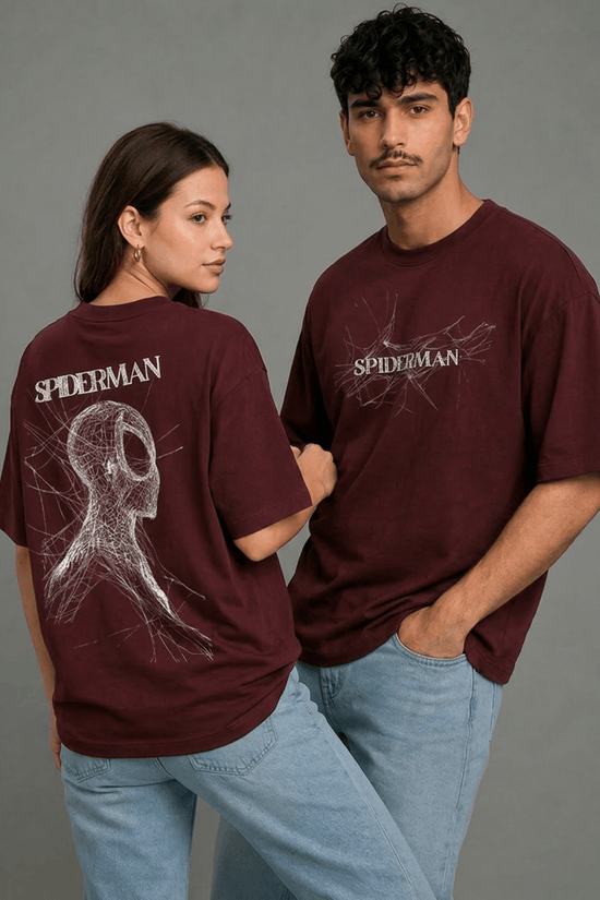 Unisex Oversized Graphic T-Shirt – Spiderman Sketch Edition