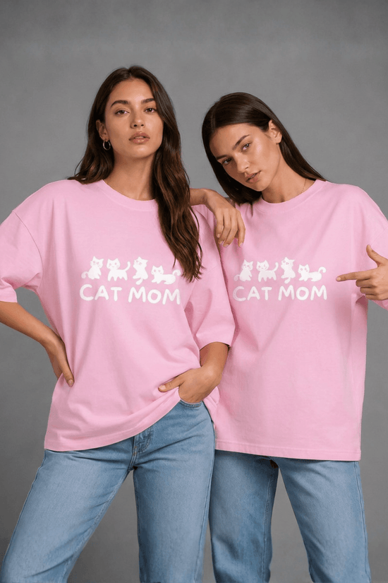 Women’s Printed Oversized  T-Shirt – CAT MOM