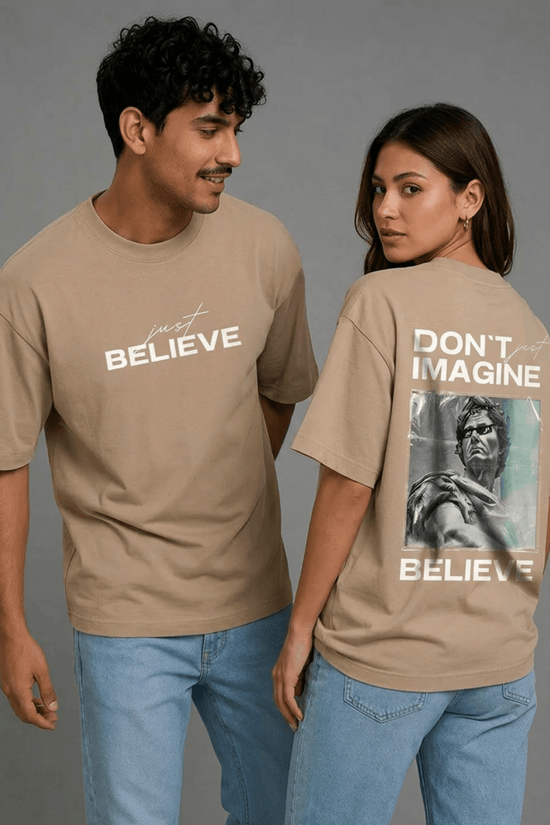 Unisex Printed Oversized  T-Shirt – BELIEVE