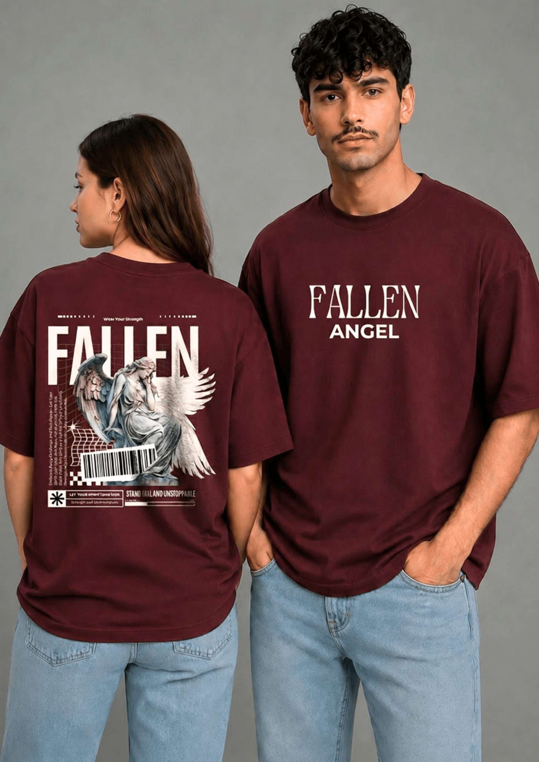 Unisex Oversized Graphic T-Shirt – Fallen Angel Edition