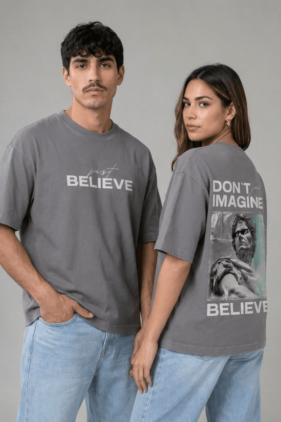 Unisex Printed Oversized  T-Shirt – BELIEVE