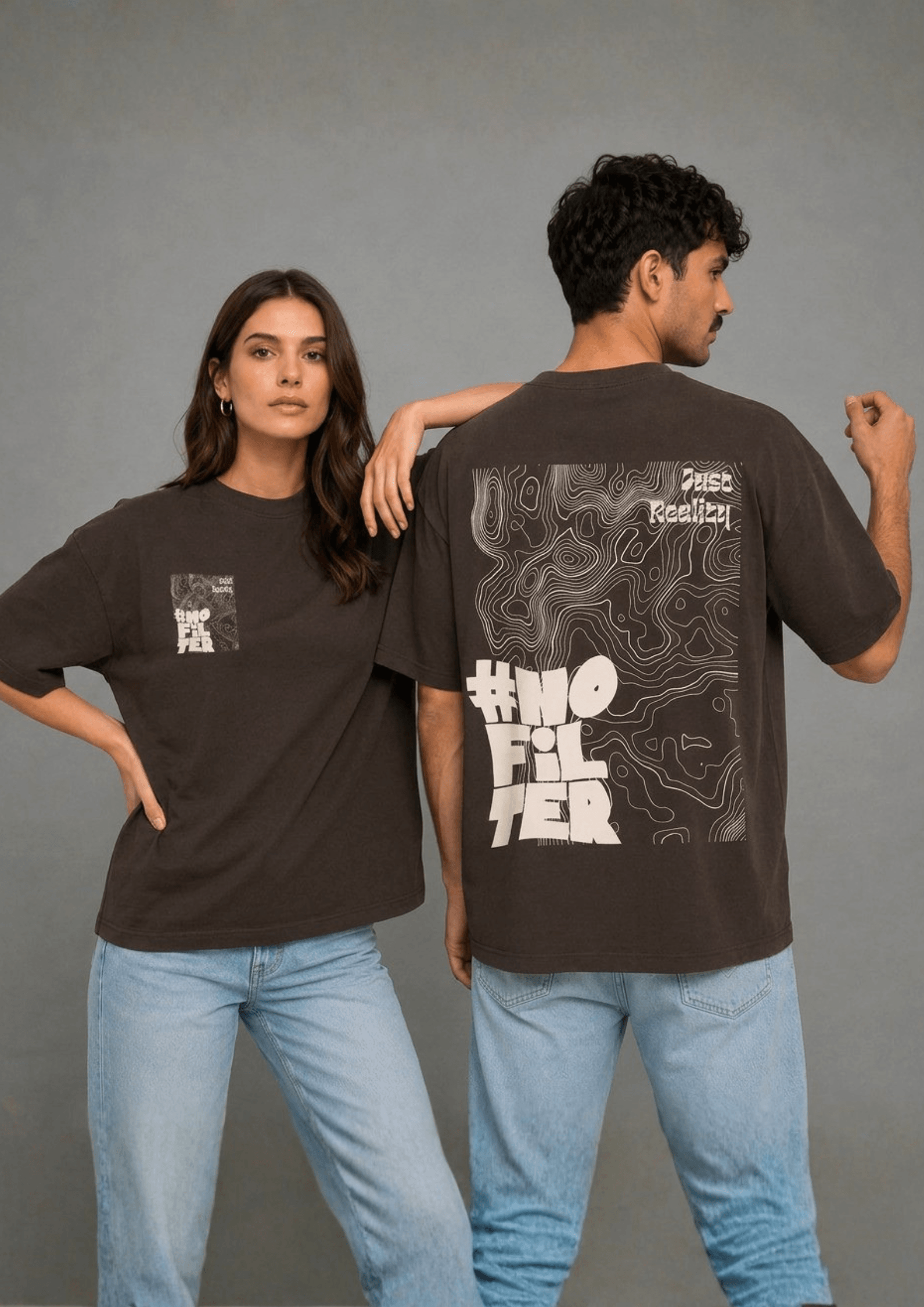 Unisex Oversized Graphic T-Shirt – No Filter Edition
