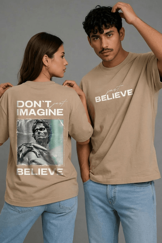 Unisex Printed Oversized  T-Shirt – BELIEVE