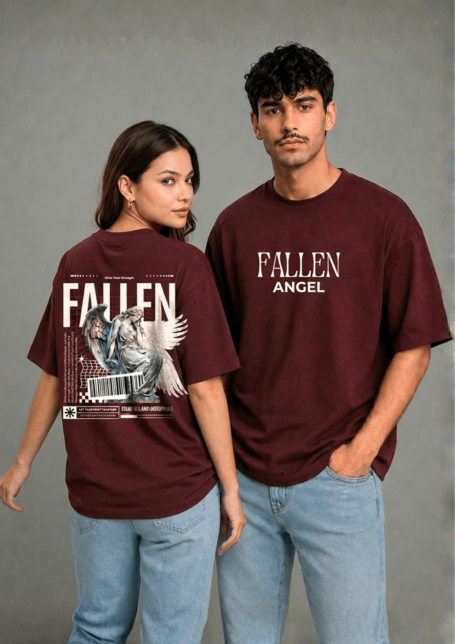 Unisex Oversized Graphic T-Shirt – Fallen Angel Edition