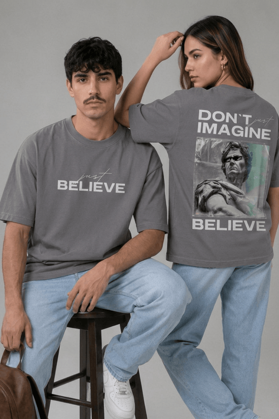 Unisex Printed Oversized  T-Shirt – BELIEVE