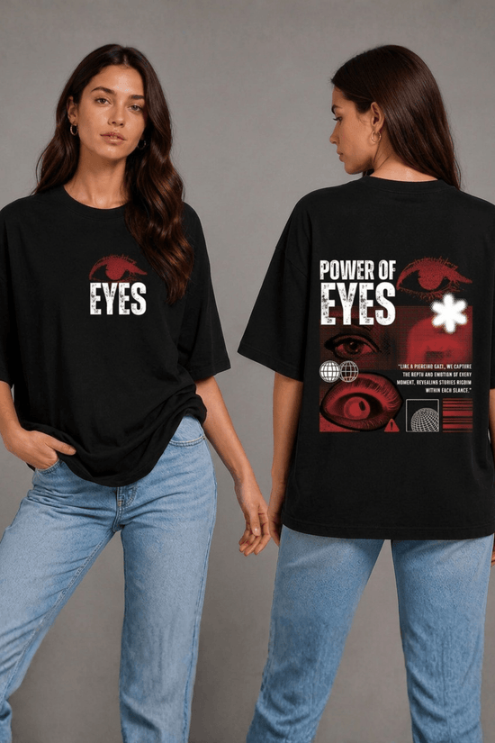 Women’s Printed Oversized  T-Shirt – POWER OF EYES