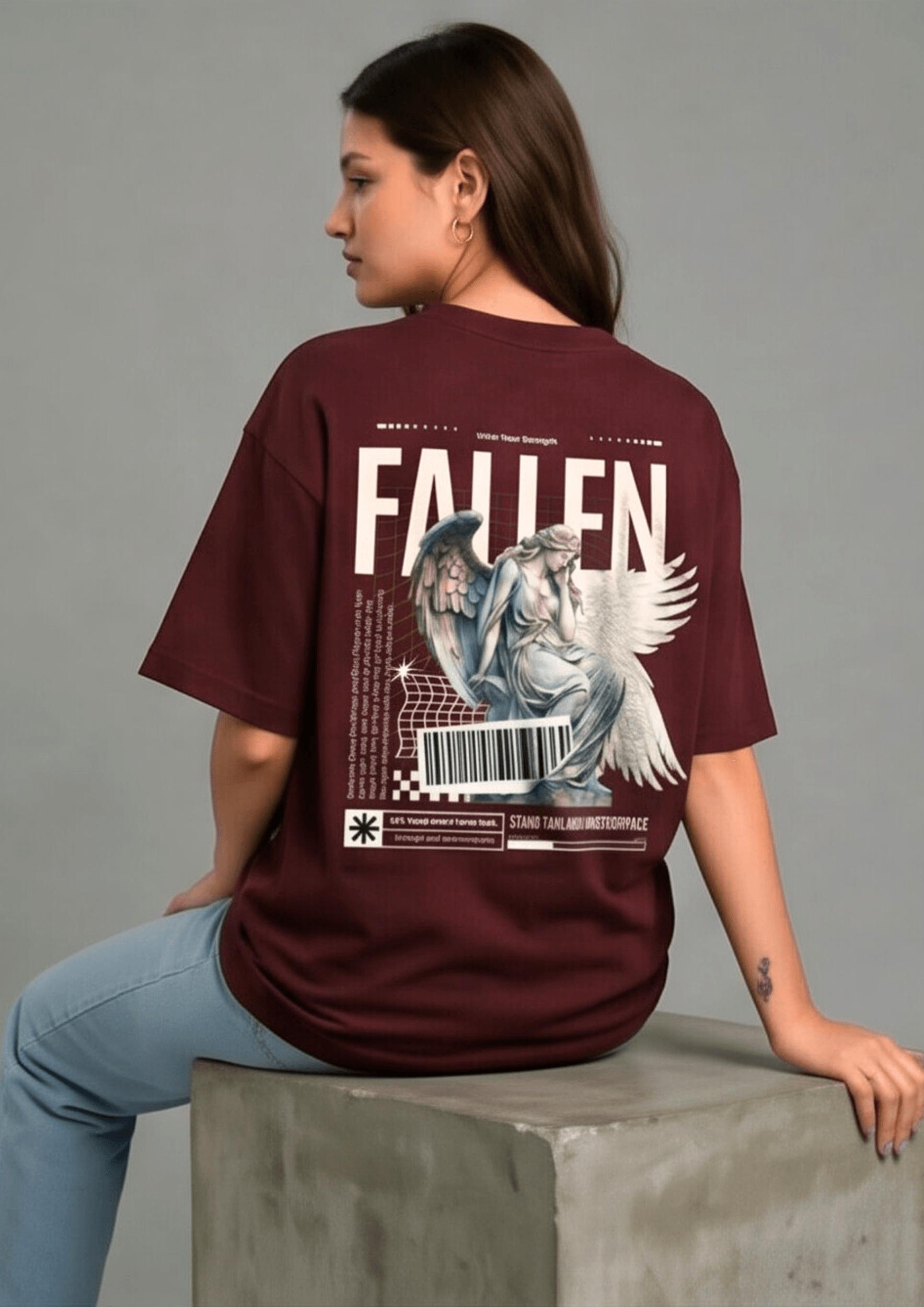 Unisex Oversized Graphic T-Shirt – Fallen Angel Edition