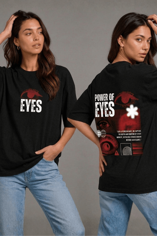Women’s Printed Oversized  T-Shirt – POWER OF EYES