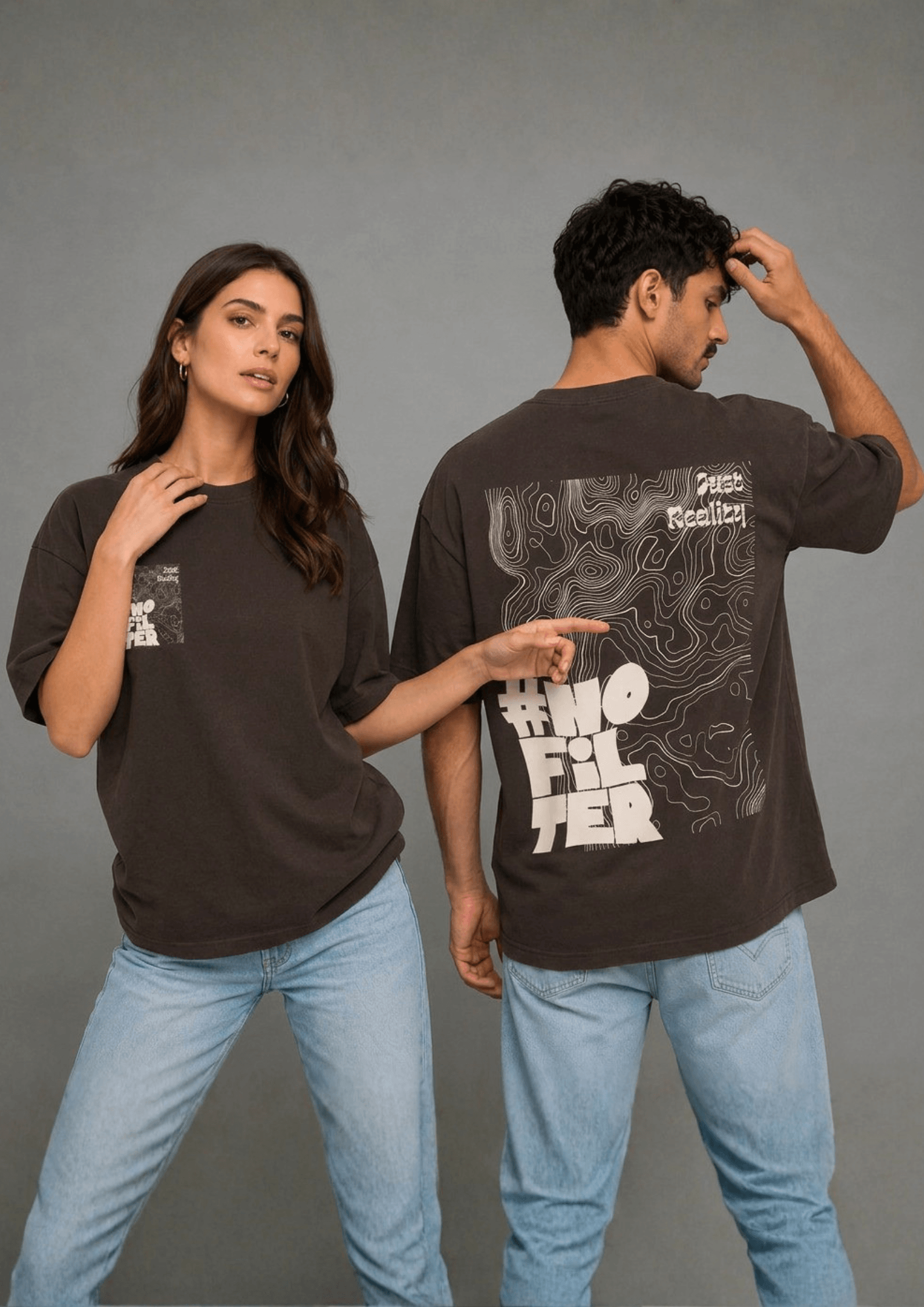 Unisex Oversized Graphic T-Shirt – No Filter Edition