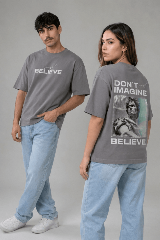 Unisex Printed Oversized  T-Shirt – BELIEVE