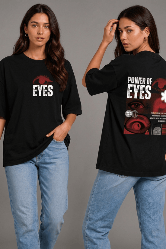 Women’s Printed Oversized  T-Shirt – POWER OF EYES