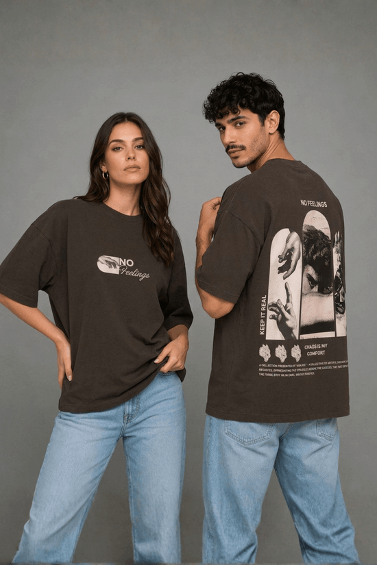 Unisex Oversized Graphic T-Shirt – No Feelings Edition