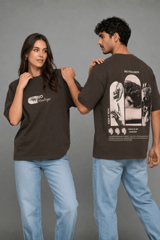 Unisex Oversized Graphic T-Shirt – No Feelings Edition