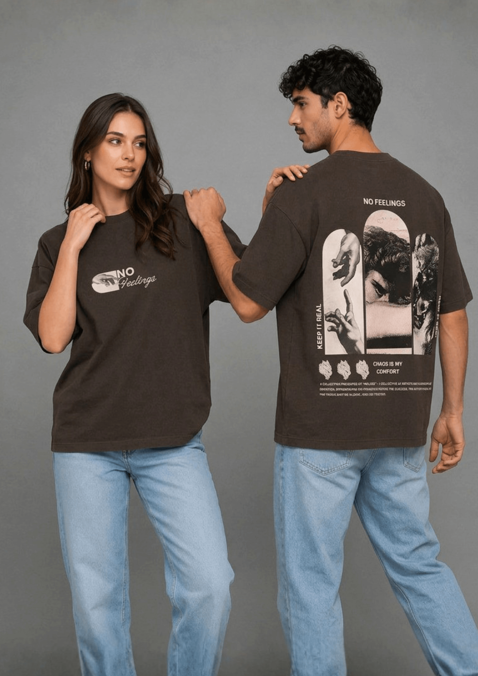 Unisex Oversized Graphic T-Shirt – No Feelings Edition