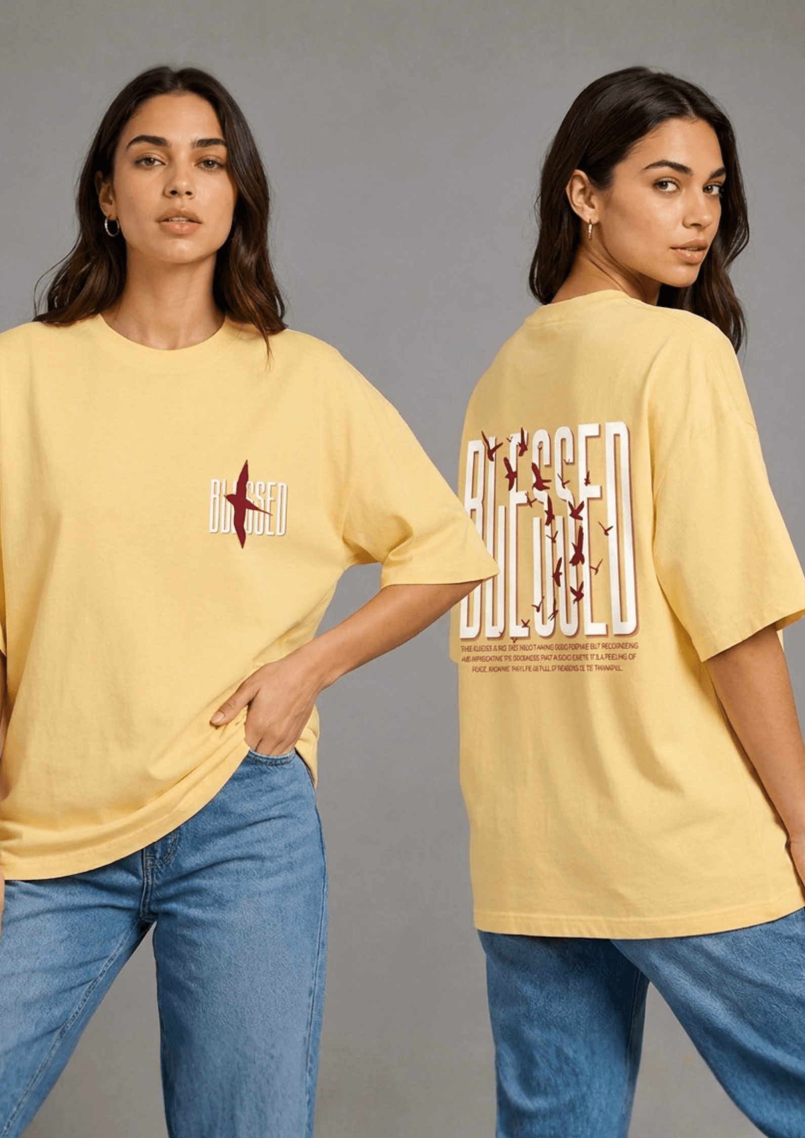 Women’s Printed Oversized  T-Shirt – BLESSED