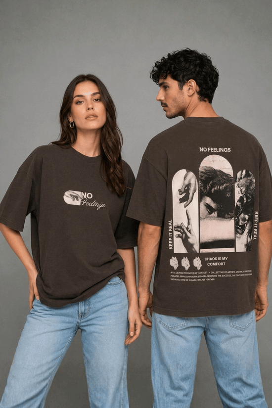 Unisex Oversized Graphic T-Shirt – No Feelings Edition