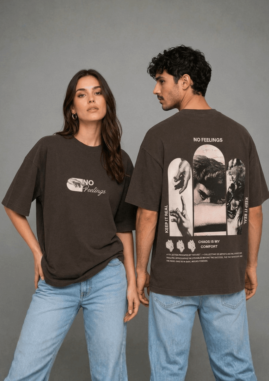 Unisex Oversized Graphic T-Shirt – No Feelings Edition