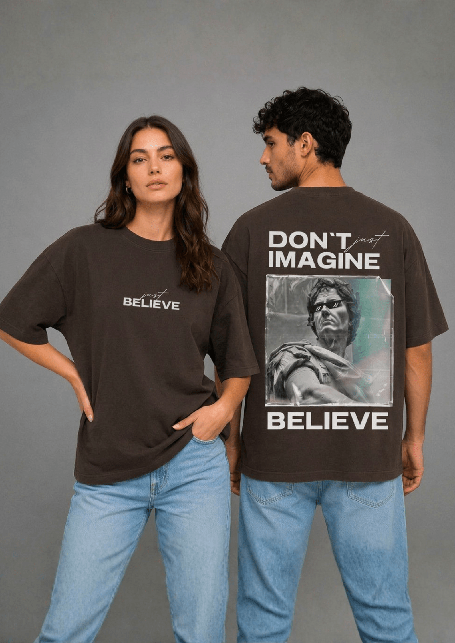 Unisex Printed Oversized  T-Shirt – BELIEVE