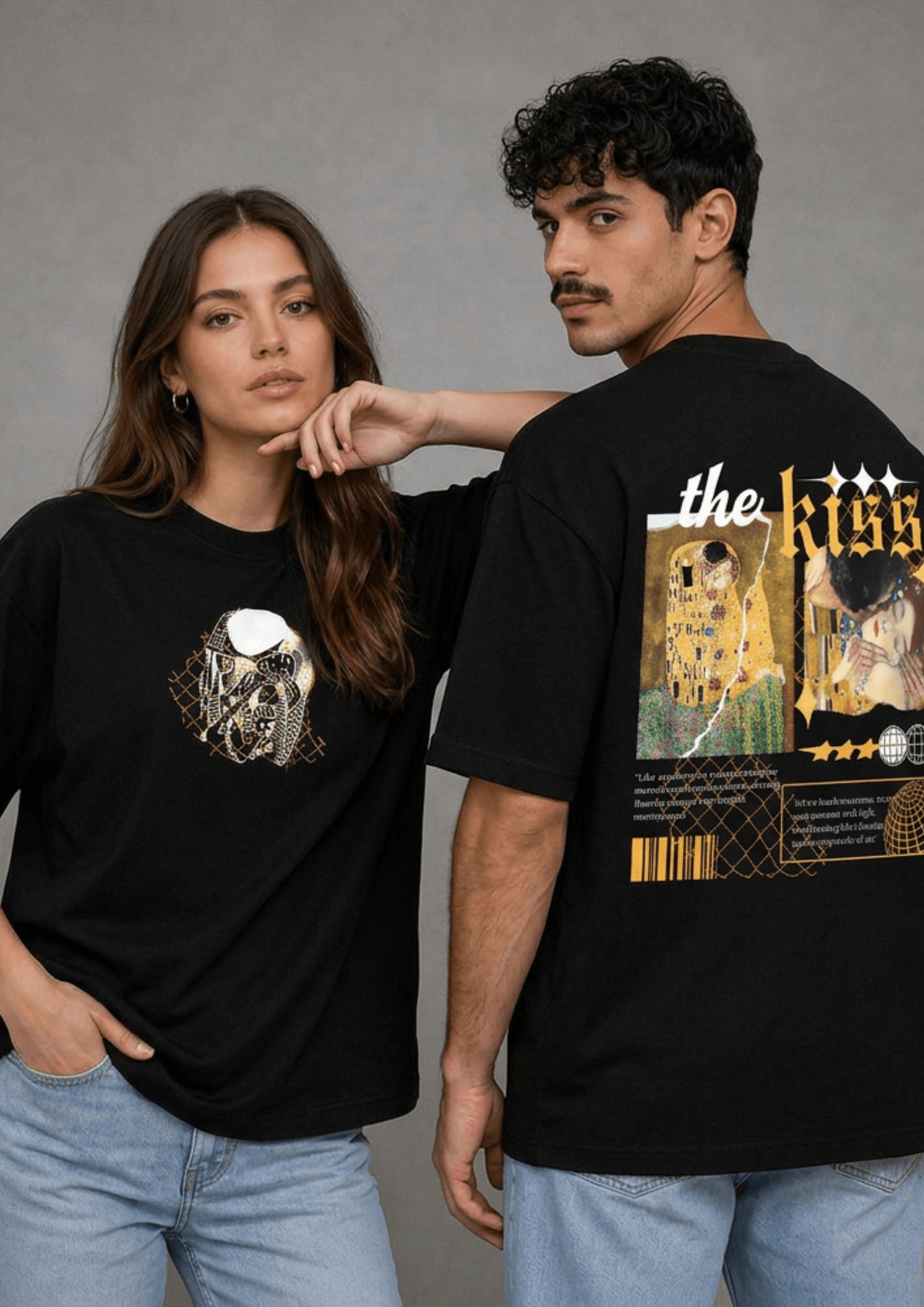 Unisex Printed Oversized  T-Shirt – The Kiss