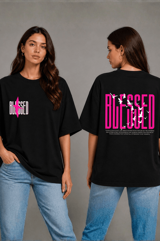 Women’s Printed Oversized  T-Shirt – BLESSED