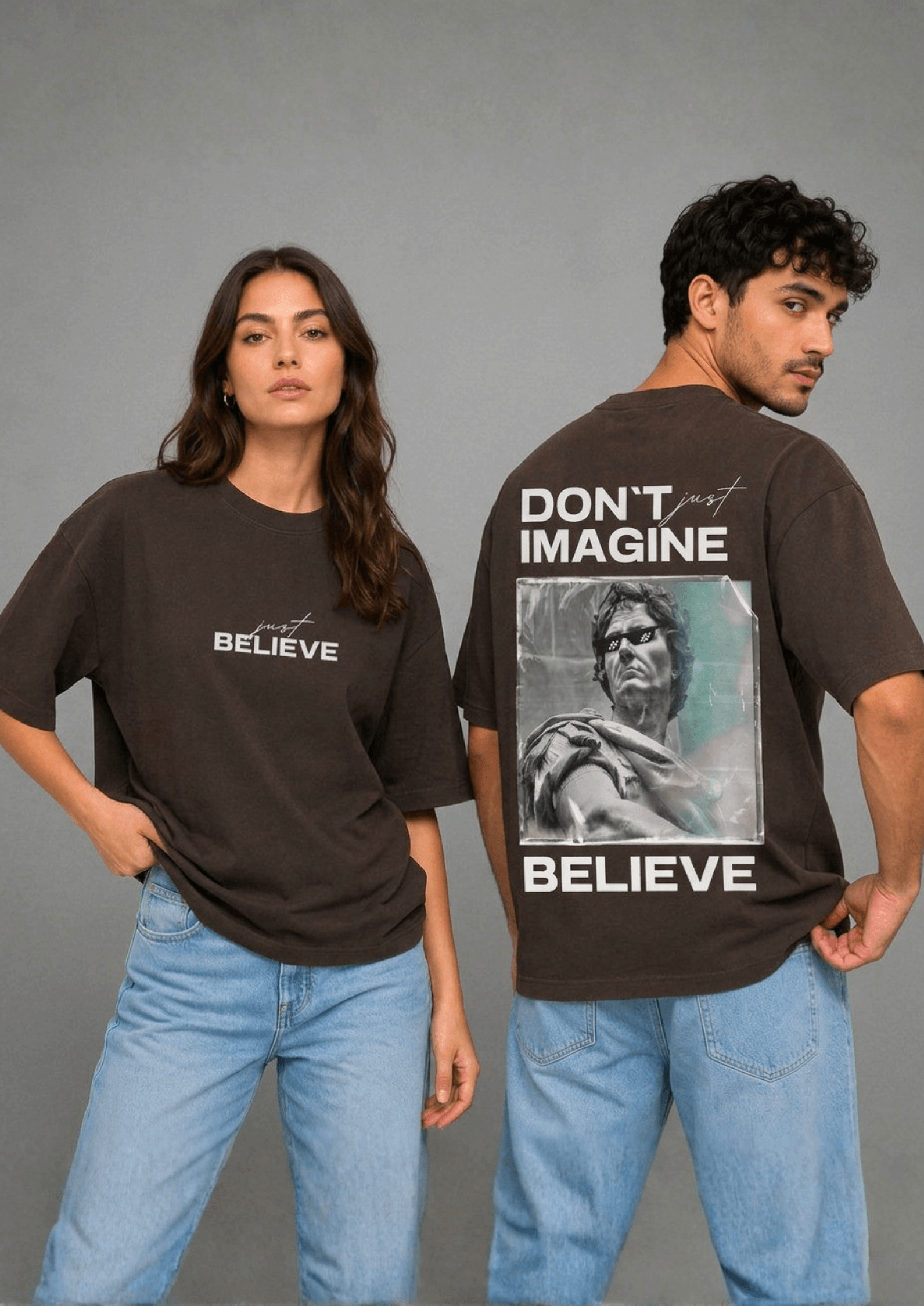 Unisex Printed Oversized  T-Shirt – BELIEVE