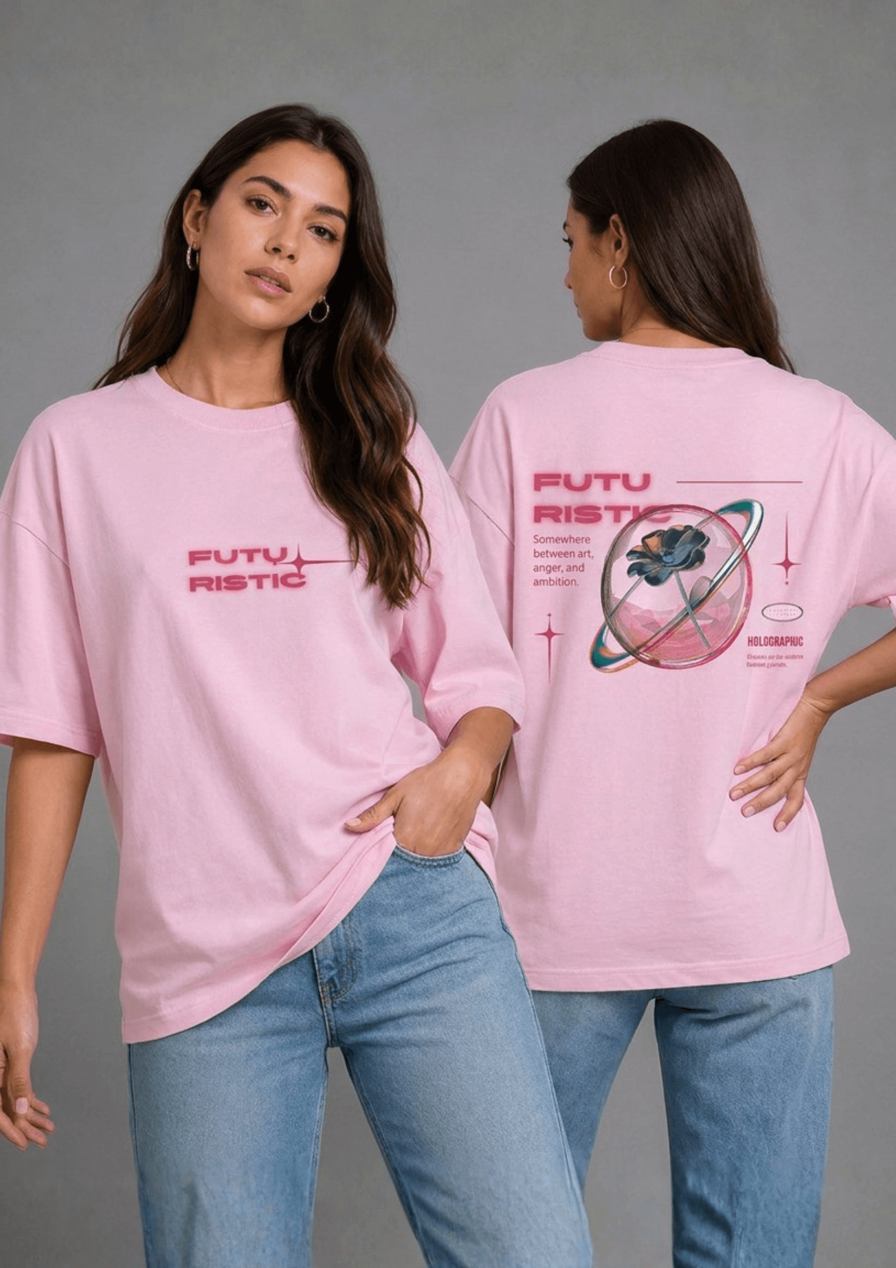 Women’s Printed Oversized  T-Shirt – FUTURISTIC