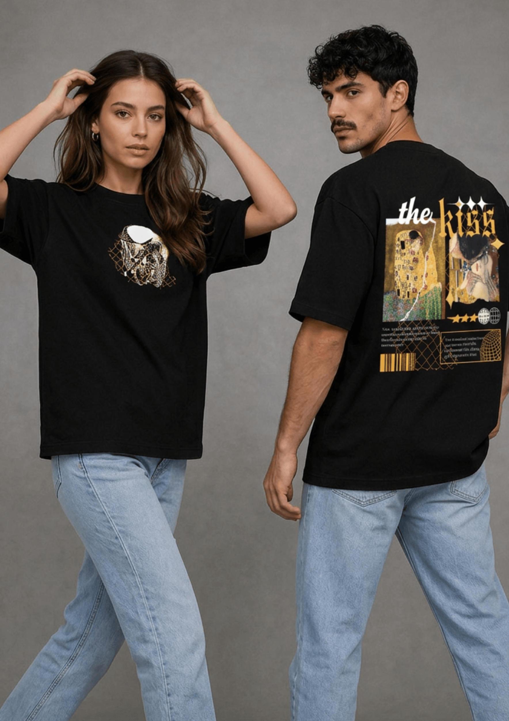 Unisex Printed Oversized  T-Shirt – The Kiss