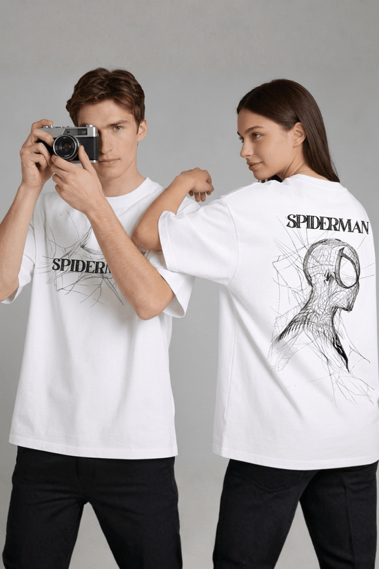 Unisex Oversized Graphic T-Shirt – Spiderman Sketch Edition