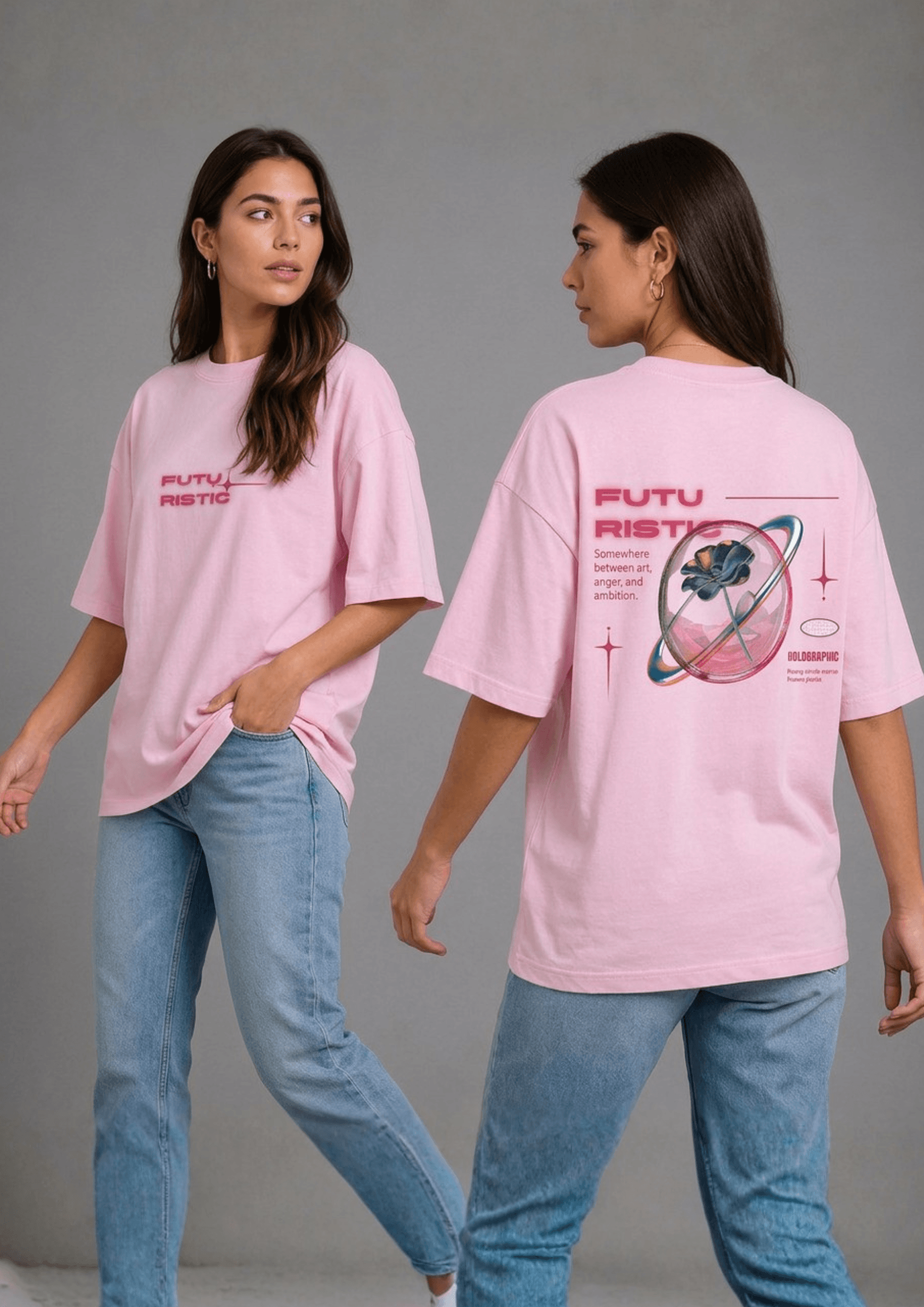 Women’s Printed Oversized  T-Shirt – FUTURISTIC
