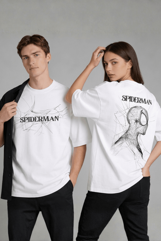 Unisex Oversized Graphic T-Shirt – Spiderman Sketch Edition