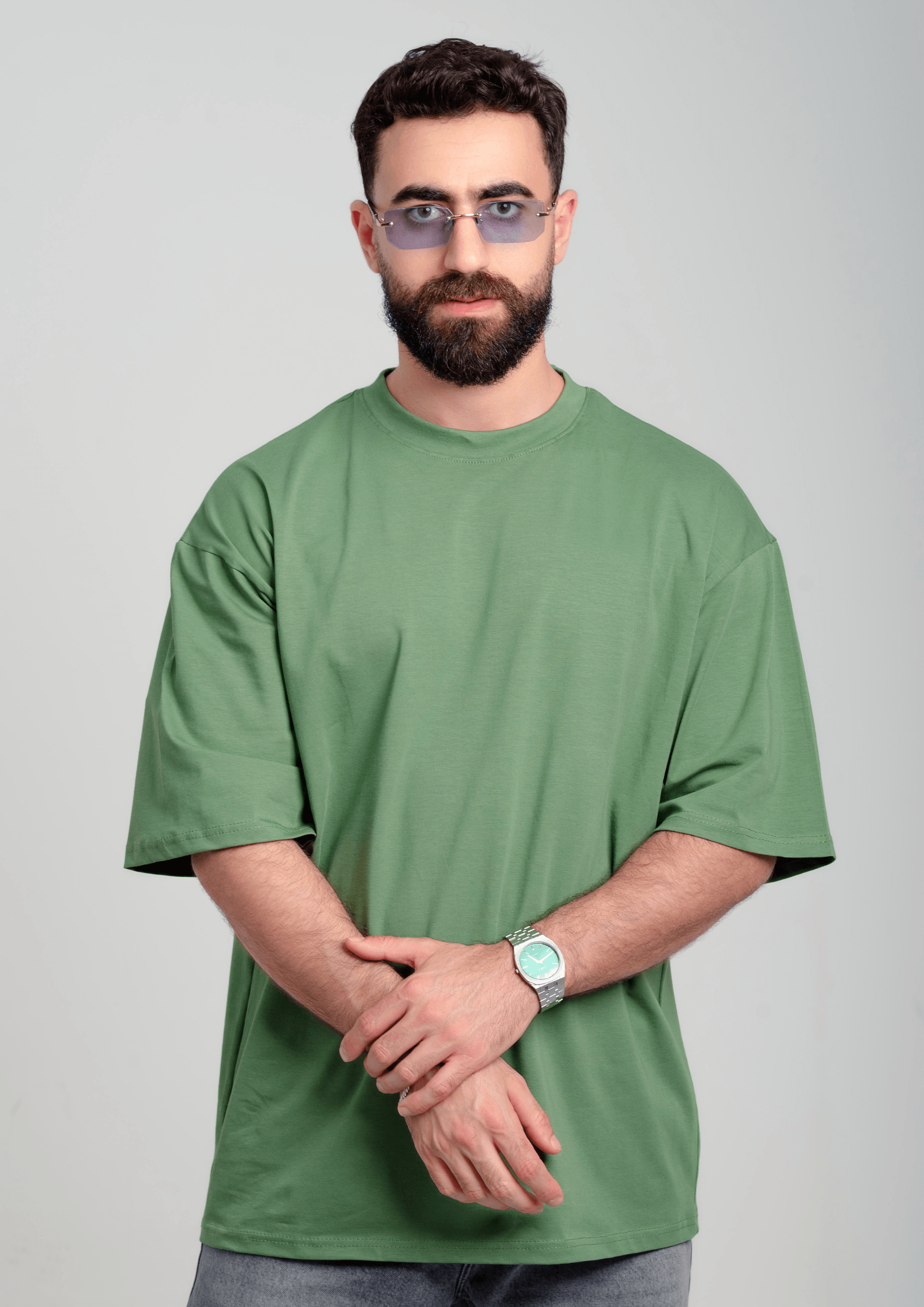Men’s Oversized Tee – Olive Green