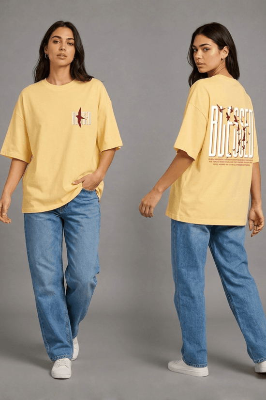 Women’s Printed Oversized  T-Shirt – BLESSED