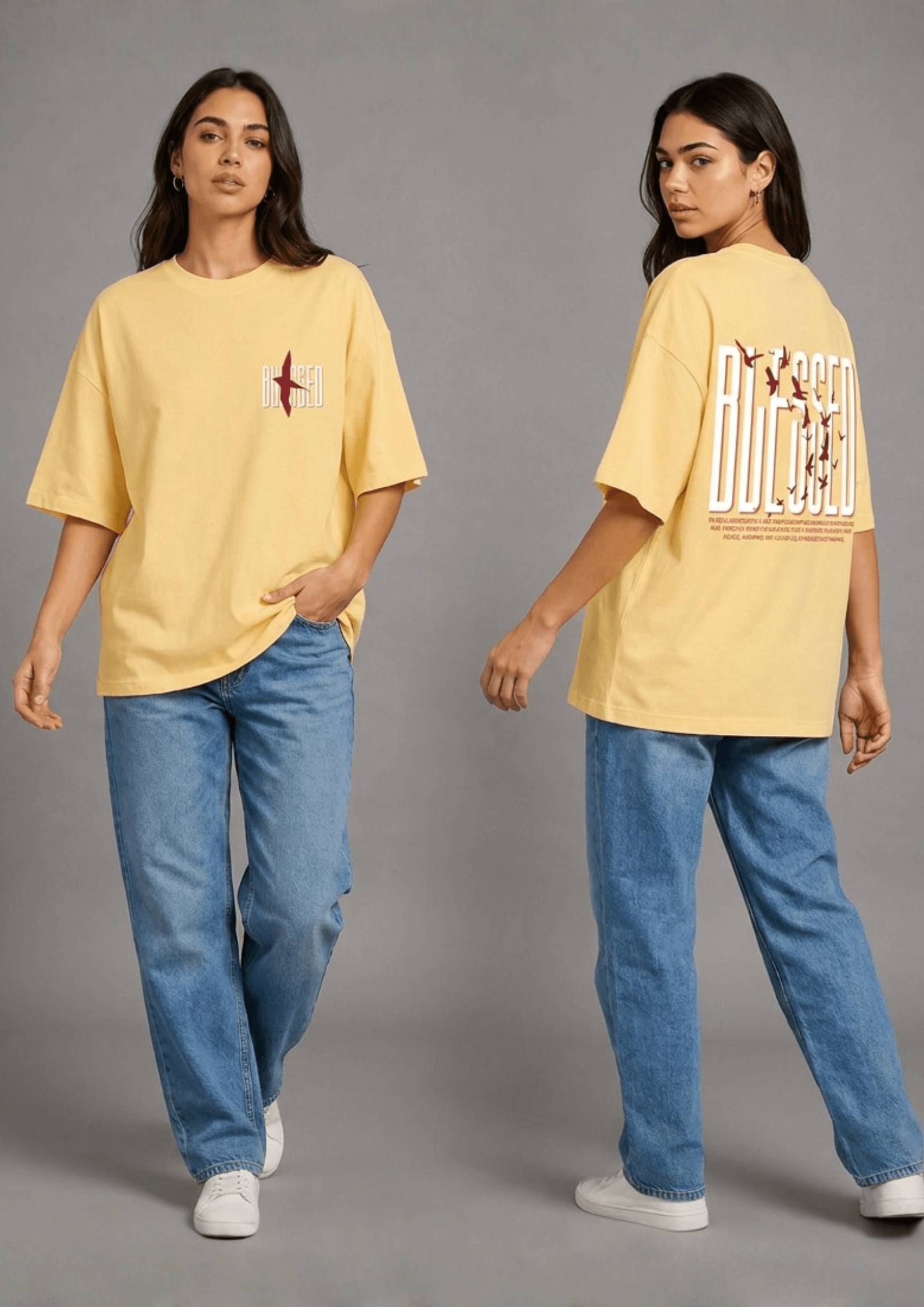 Women’s Printed Oversized  T-Shirt – BLESSED