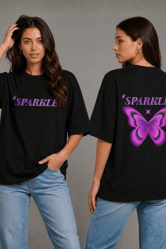Women’s Printed Oversized  T-Shirt – SPARKLE