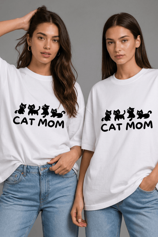 Women’s Printed Oversized  T-Shirt – CAT MOM