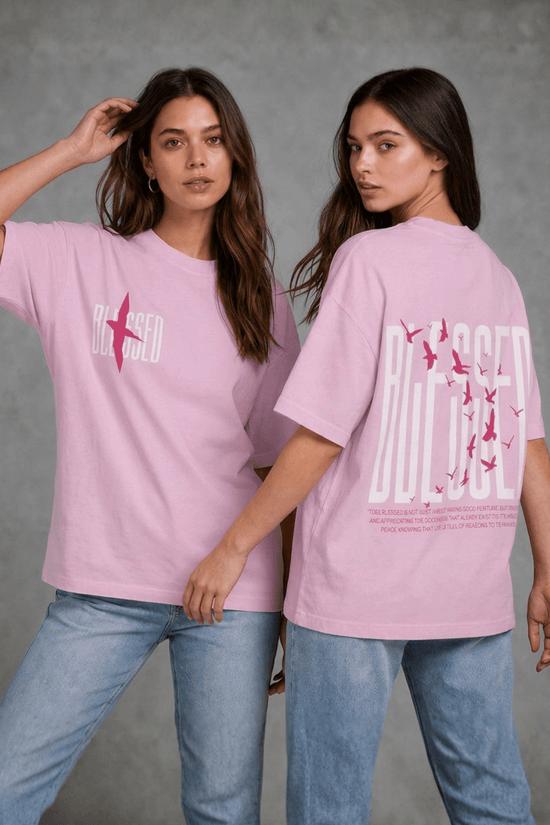 Women’s Printed Oversized  T-Shirt – BLESSED