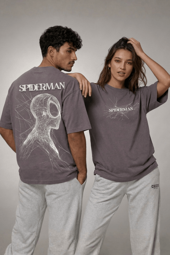 Unisex Oversized Graphic T-Shirt – Spiderman Sketch Edition