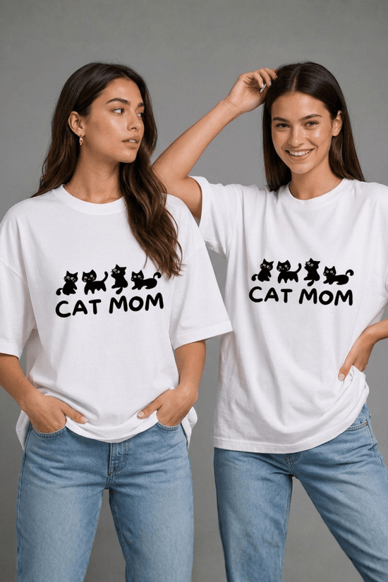 Women’s Printed Oversized  T-Shirt – CAT MOM