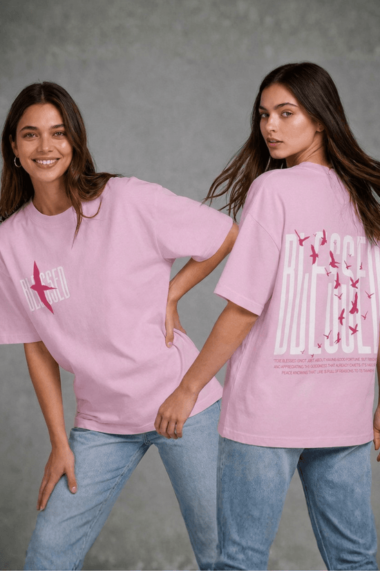 Women’s Printed Oversized  T-Shirt – BLESSED