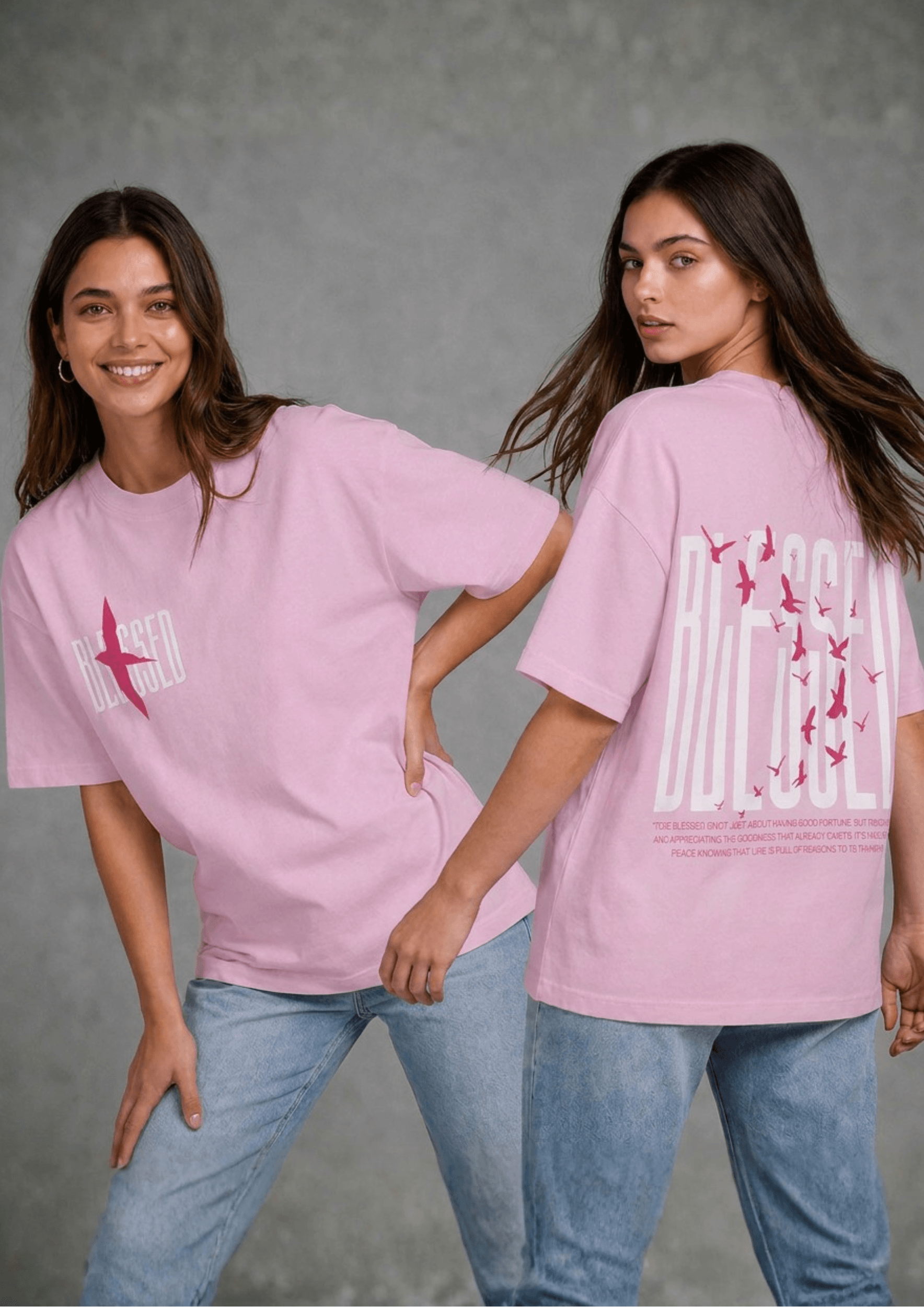 Women’s Printed Oversized  T-Shirt – BLESSED