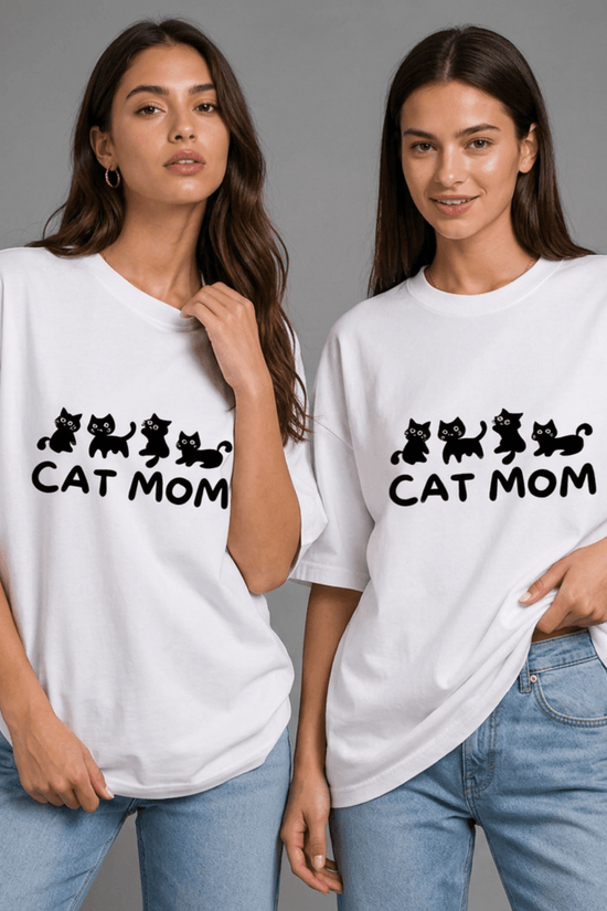 Women’s Printed Oversized  T-Shirt – CAT MOM