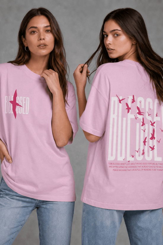 Women’s Printed Oversized  T-Shirt – BLESSED