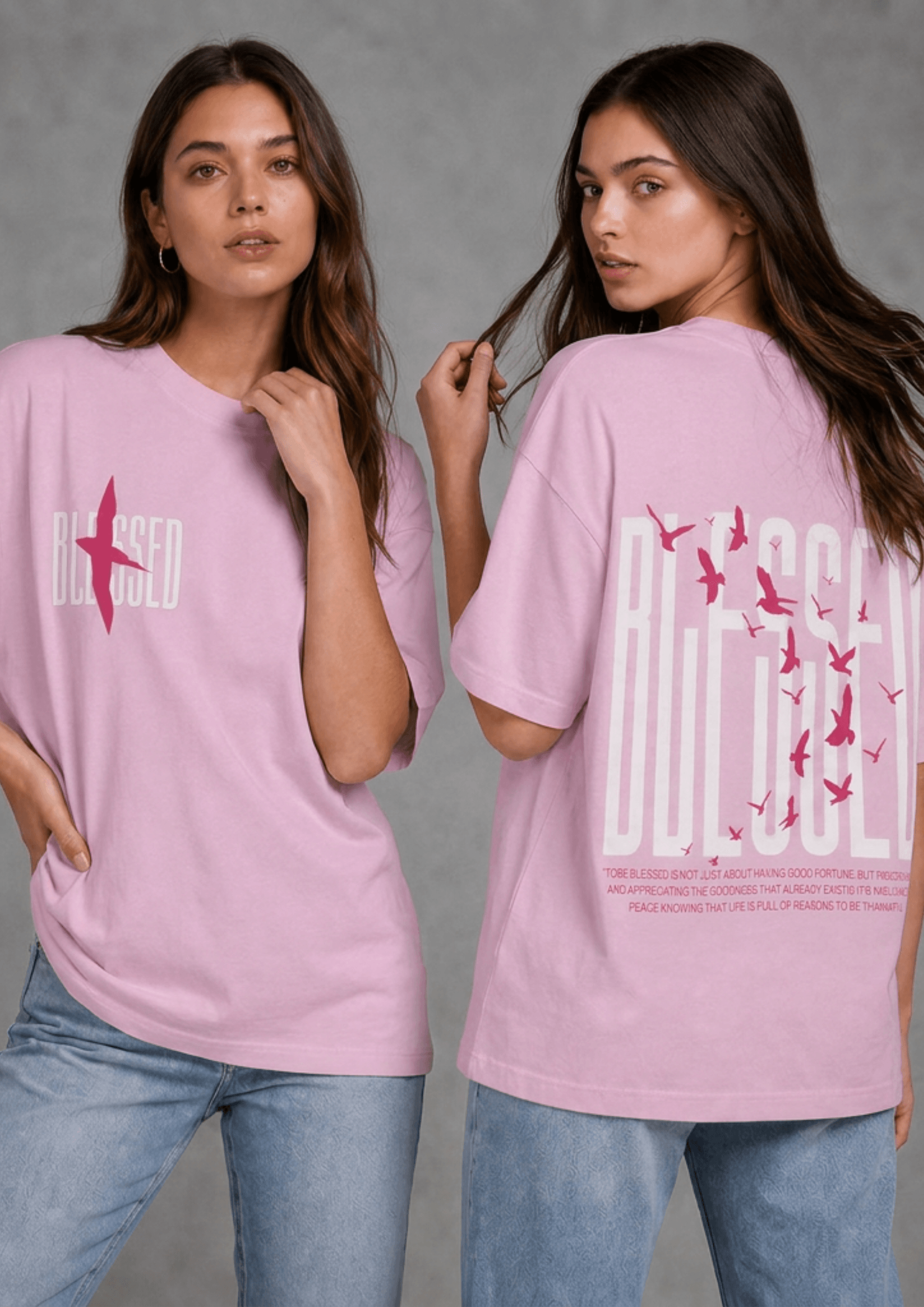 Women’s Printed Oversized  T-Shirt – BLESSED