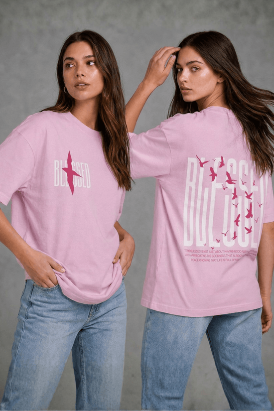 Women’s Printed Oversized  T-Shirt – BLESSED