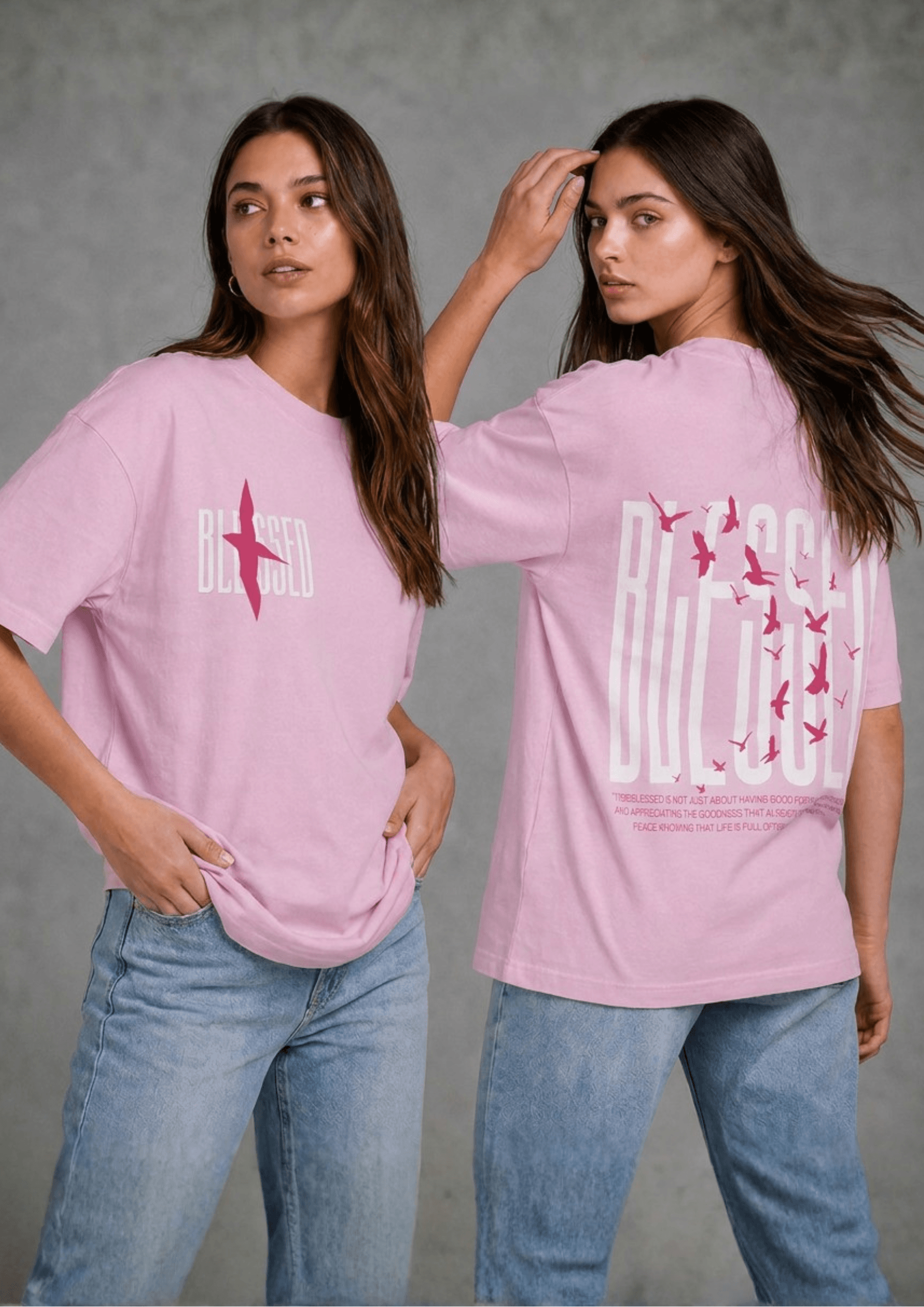 Women’s Printed Oversized  T-Shirt – BLESSED